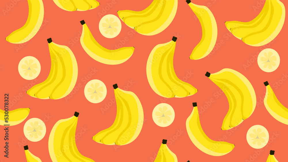 Trendy seamless pattern with bananas background. Contemporary illustration for banners, posters, wallpaper, and postcards. Trendy seamless pattern with bananas background. Contemporary illustration for banners, posters, wallpaper, and postcards.