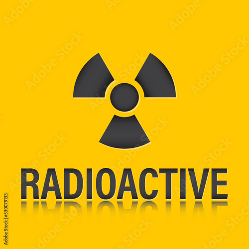 Vector background with radioactivity warning symbol and text with mirroring.

