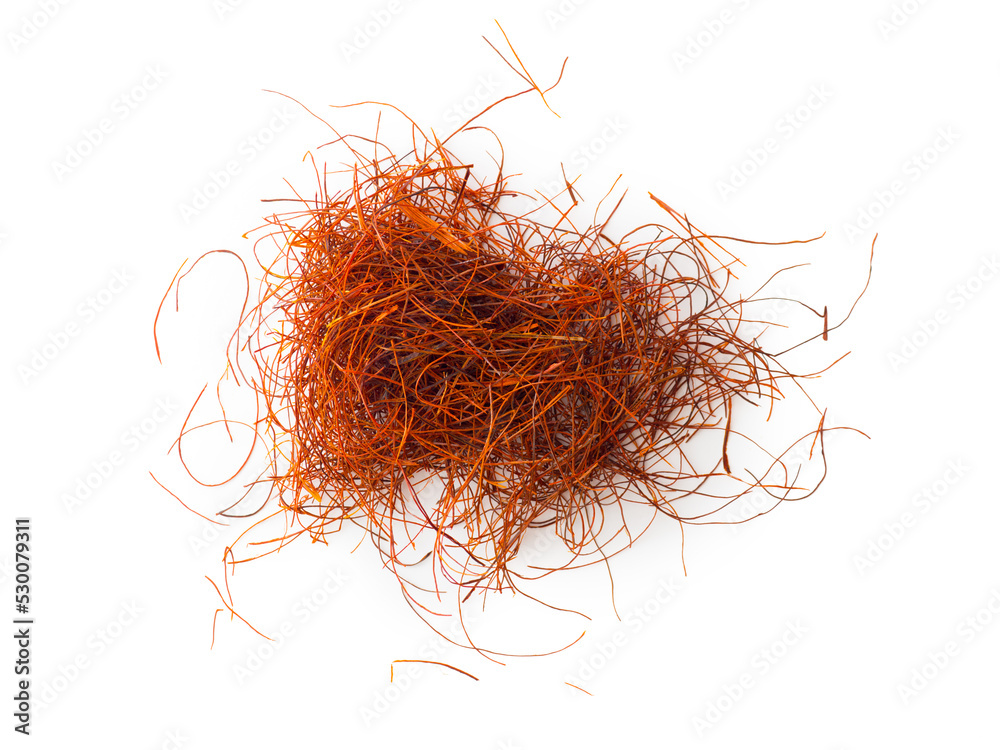 Fototapeta premium Thin shredded red pepper, isolated on white.