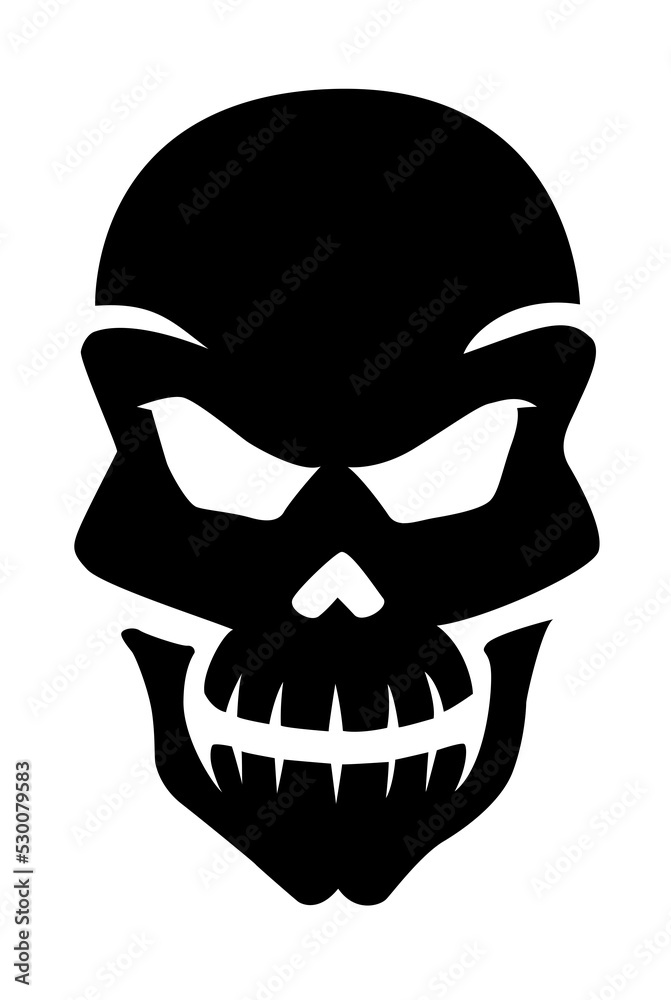 Fototapeta premium Catoon skull silhouette. Halloween sticker. Cartoon illustration