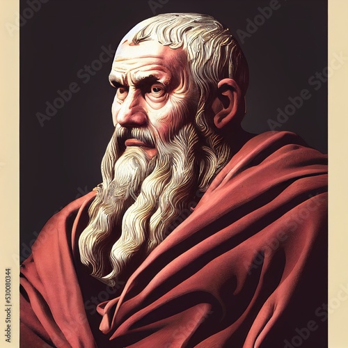 Lucius Annaeus Seneca the Younger, Roman philosoper, working in his chambers, digital illustration, gouache and oil painting, intricate details, detailed face photo