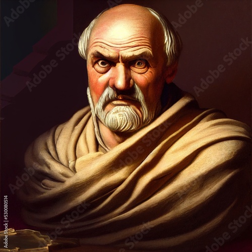 Lucius Annaeus Seneca the Younger, Roman philosoper, working in his chambers, digital illustration, gouache and oil painting, intricate details, detailed face photo