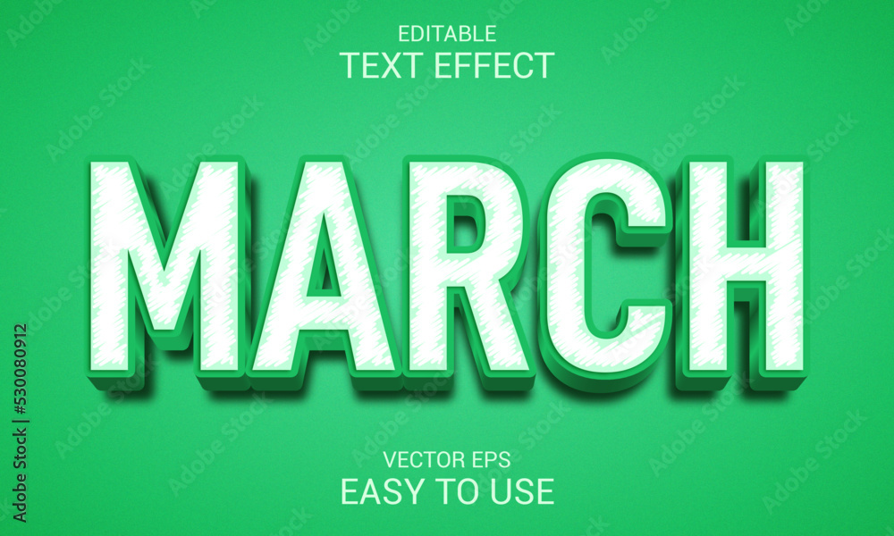 March editable 3d text effect template March editable 3d text effect template
