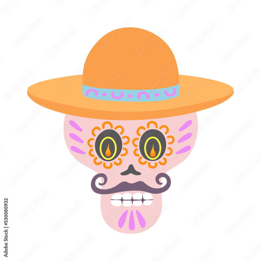Day of the dead, man. Vector Illustration for printing, backgrounds, covers and packaging. Image can be used for greeting cards, posters, stickers and textile. Isolated on white background.