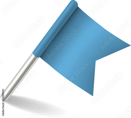 Blue flag thumb tack. Office push pin