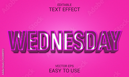 Wednesday editable 3d text effect template © Vectdesign