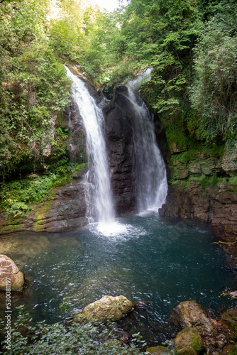 Fototapeta Naklejka Na Ścianę i Meble -  carpinone waterfall in molise italy with schioppo and carpino