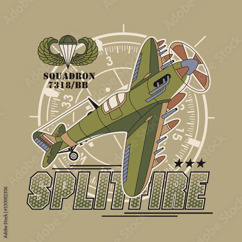 Obraz na płótnie Airplane Collection of Air force jet fighter Supermarine Splitfire