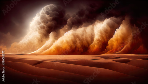 Fotografia Sand storm in desert as wallpaper background illustration