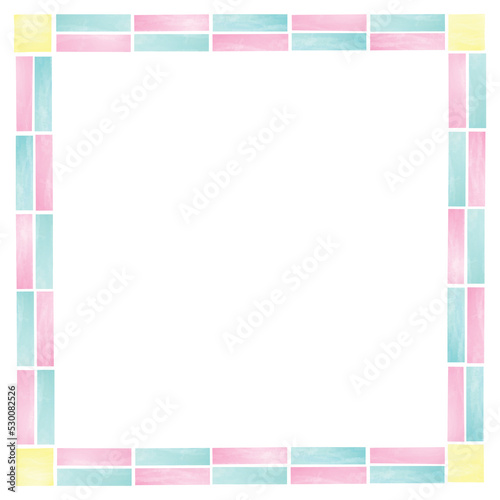 Watercolor framework for photo or invitations, square mosaic border frame banner