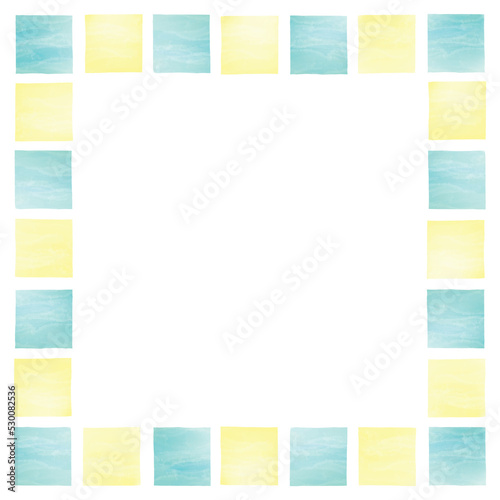 Yellow and blue watercolor frame