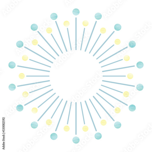 Abstract watercolor sun frame, blank round border