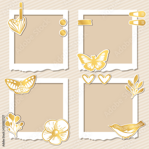 Vintage trend retro style. Decorative vector pattern frames. This photo frame can be used for photos or memories. Super design concept. Insert your photo.