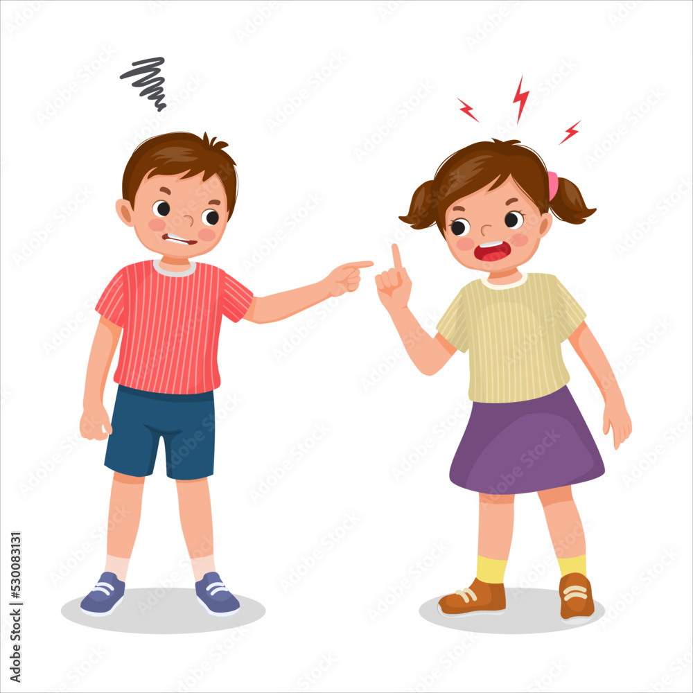 cute kids little boy and girl angry fighting arguing shouting to each other cute kids little boy and girl angry fighting arguing shouting to each other