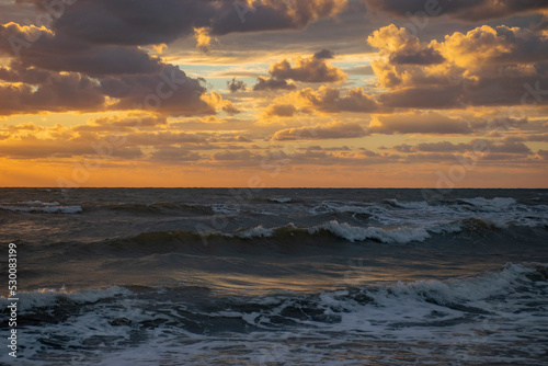 cloudy sunset over the beach