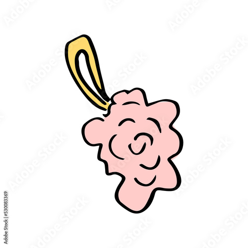 Bath pink washcloth for washing the body. The vector illustration is isolated. Clipart for design