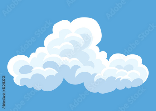 Cartoon clouds. Abstract white cloudscape icon symbol. Vector cloudy landscape or simplicity nature aerial panorama. Round shapes in flat style