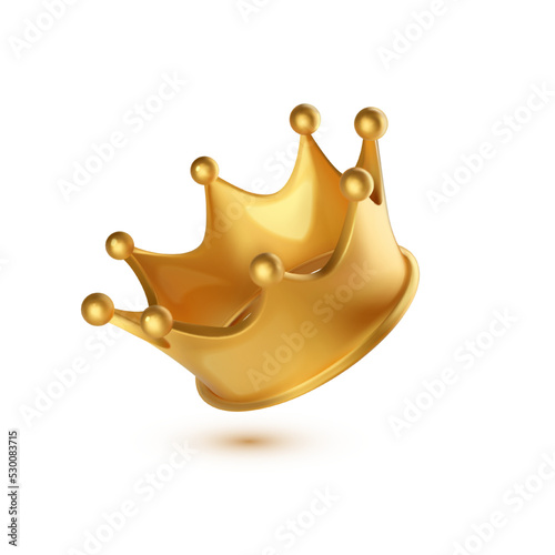3D gold crown. Royal majesty symbol.