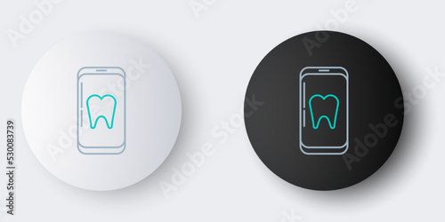 Line Online dental care icon isolated on grey background. Dental service information call center. Colorful outline concept. Vector
