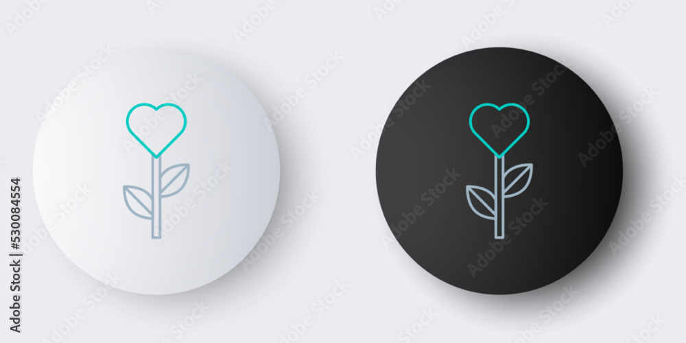 Line Heart shape in a flower icon isolated on grey background. Colorful outline concept. Vector Line Heart shape in a flower icon isolated on grey background. Colorful outline concept. Vector