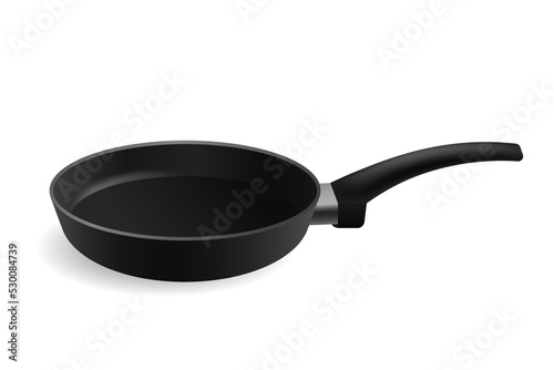 Black metal frying pan. Chrome plated cast iron and stainless steel