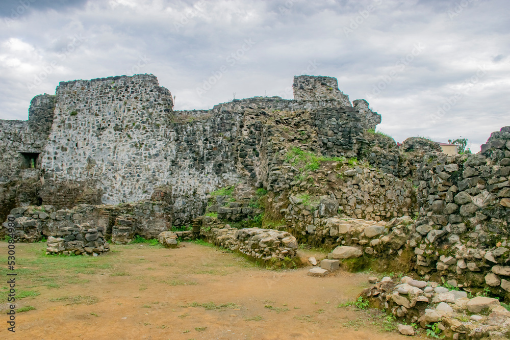 ruins of castle and cloudy sky