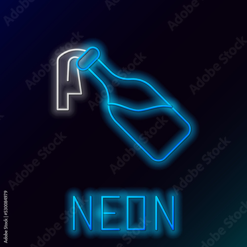 Glowing neon line Cocktail molotov icon isolated on black background. Colorful outline concept. Vector