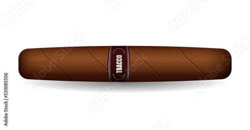 Cuban cigar. Hand rolled brown tobacco leaf luxury big cigarette