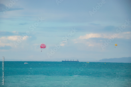 kite surfing on the sea