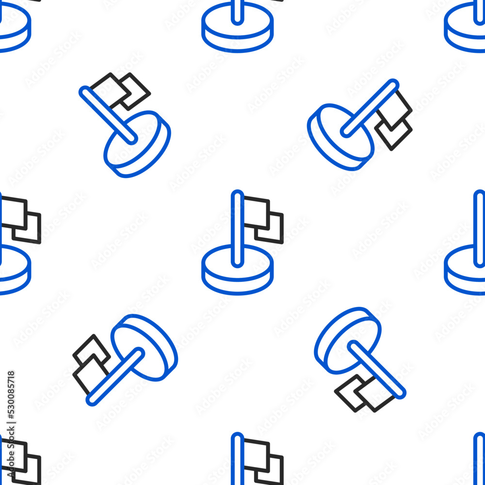 Line Flag icon isolated seamless pattern on white background. Victory, winning and conquer adversity concept. Colorful outline concept. Vector