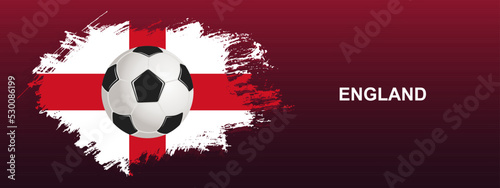 England Flag with Ball. Soccer ball on the background of the flag of England. Vector illustration for banner and poster.