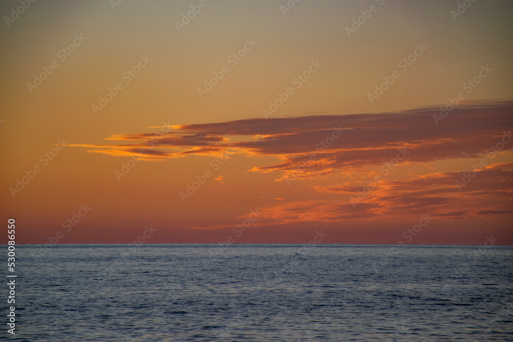 red sunset over the ocean