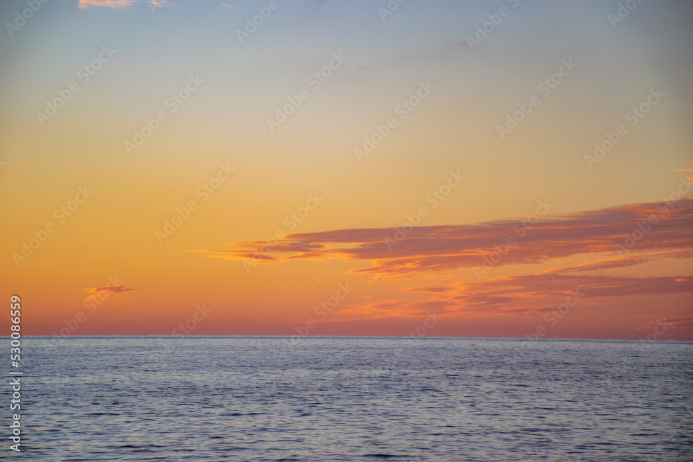 wonderful sunset on the sea beach
