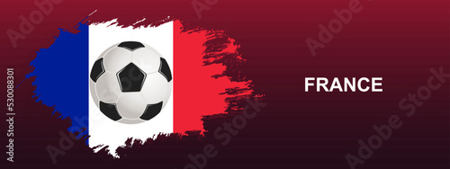 France Flag with Ball. Soccer ball on the background of the flag of France. Vector illustration for banner and poster.