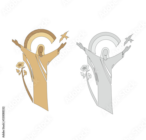 IHS GOLD EMBROIDERY FOR LITURGICAL CLOTHES AND SACRED CEREMONIES. SACRED CATHOLIC SYMBOLS IN ANCIENT STYLE WITH GOLDEN DECORATIONS