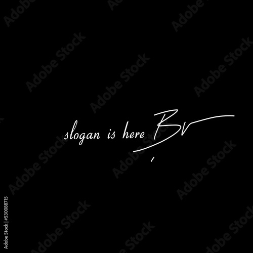 Bv initial handwriting logo vector