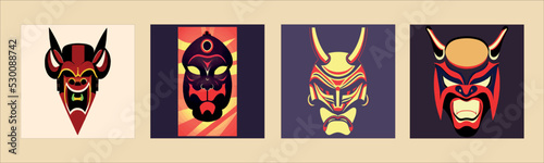 Fotografia set of Japanese Kabuki masks