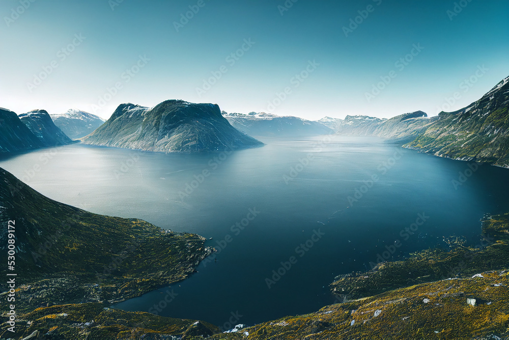 Beautiful Fjords Landscape, Lake Photography, Mountains, Serene