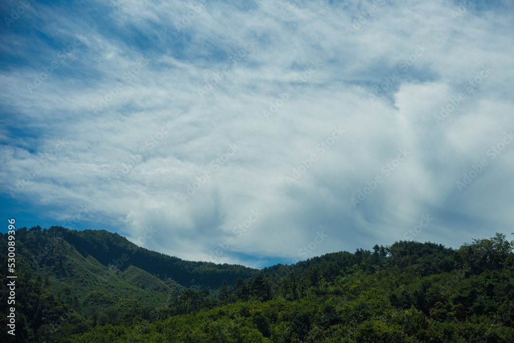 Mountains, sky and clouds passing by during travel Mountains, sky and clouds passing by during travel