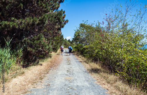 Walking around the trails on Spectacle Island in the Boston Harbor. © Michael Moloney