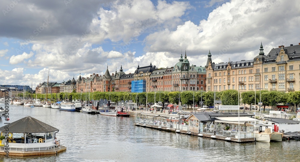 ile de Djurgarden et les quais de la ville de Stockholm en Suède	