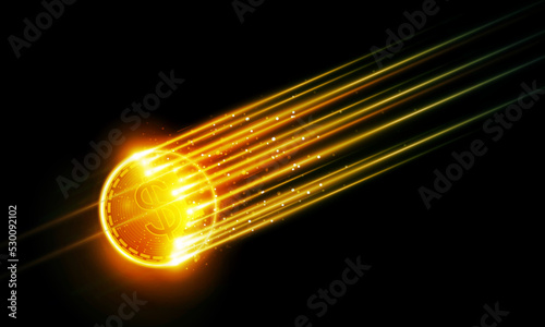 Abstract dollar Coins are falling apart in futuristic Light out technology background Hitech communication concept innovation background, vector design