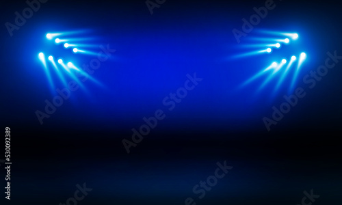 Bright stadium arena lights blue vector design.