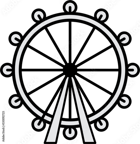 Canvas Print outline simplicity drawing of london eye wheel landmark front elevation view