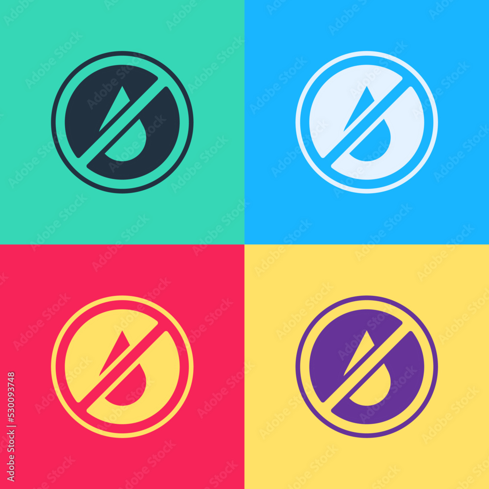 Pop art No water icon isolated on color background. Ramadan festival related. Vector Pop art No water icon isolated on color background. Ramadan festival related. Vector