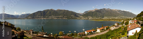 Vira, Gambarogno on Lake Maggiore in Switzerland, Ticino with the Vira-Magadino train station. photo