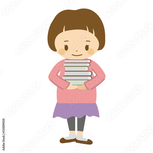 読書する子ども_女の子_複数の本を持つ
