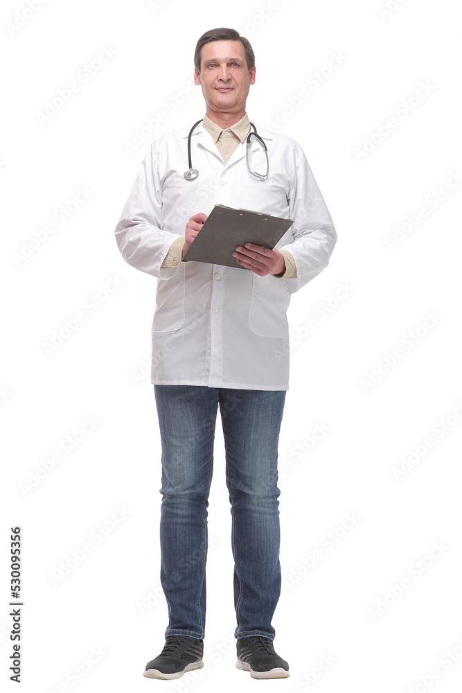 Happy doctor man with stethoscope and clipboard Happy doctor man with stethoscope and clipboard