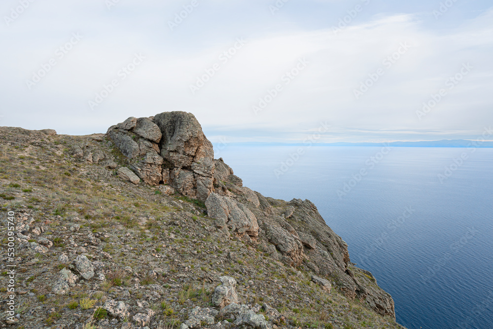 Beautiful summer landscape coastal and clear blue water of Baikal Lake