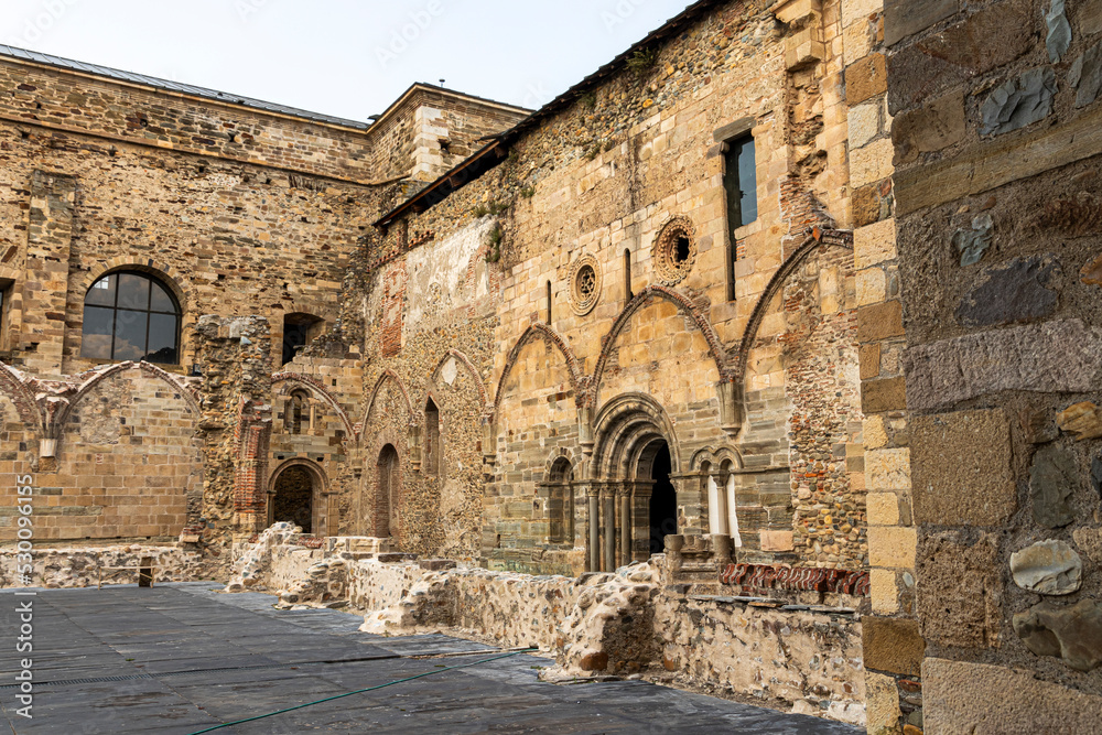 Cloister of the ruined Monastery of Saint Mary of Carracedo, El Bierzo, Spain